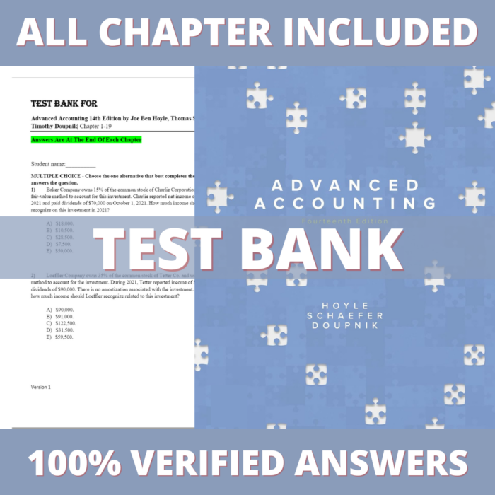 Test Bank for Advanced Accounting 14th Edition (Hoyle, 2020)