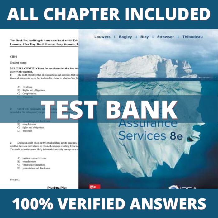 Test Bank for Auditing & Assurance Services 8th Edition (Louwers, 2020)