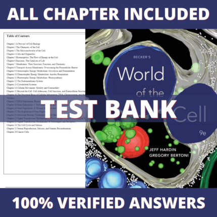 Test Bank for Becker's World of the Cell, 9th Edition (Hardin, 2016)