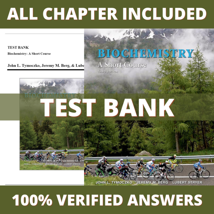 Test Bank for Biochemistry, A Short Course, 3rd Edition (Tymoczko, 2015)