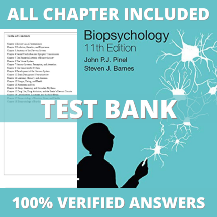 Test Bank for Biopsychology 11th Edition (Pinel, 2021)