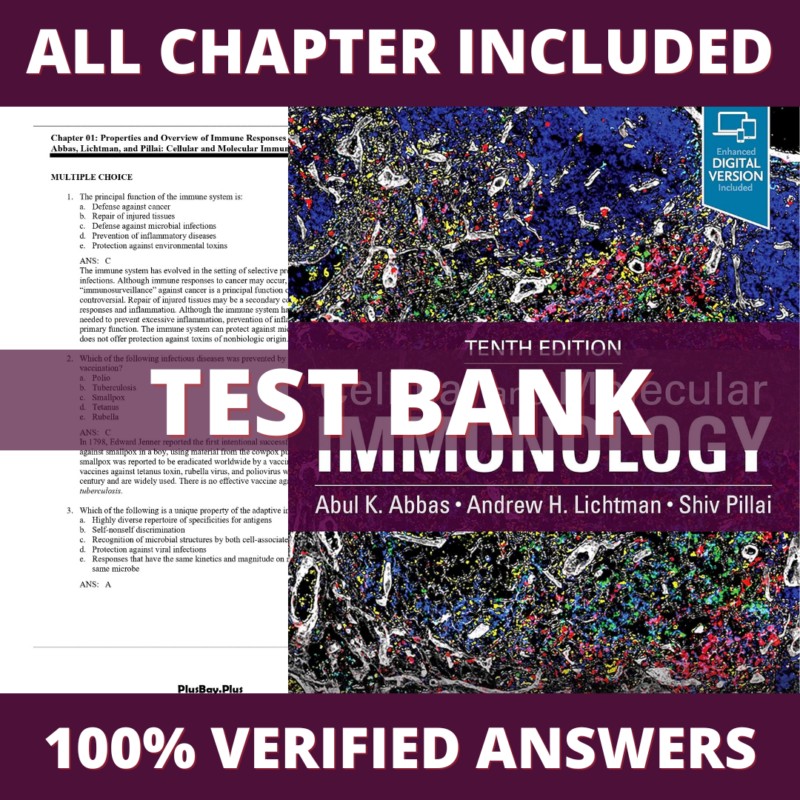 Test Bank for Cellular and Molecular Immunology, 10th Edition (Abbas, 2022)