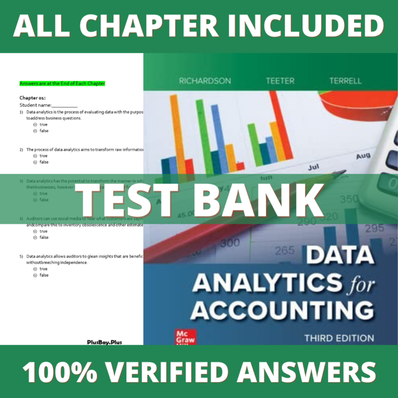 Test Bank for Data Analytics for Accounting 3rd Edition (Richardson, 2022)