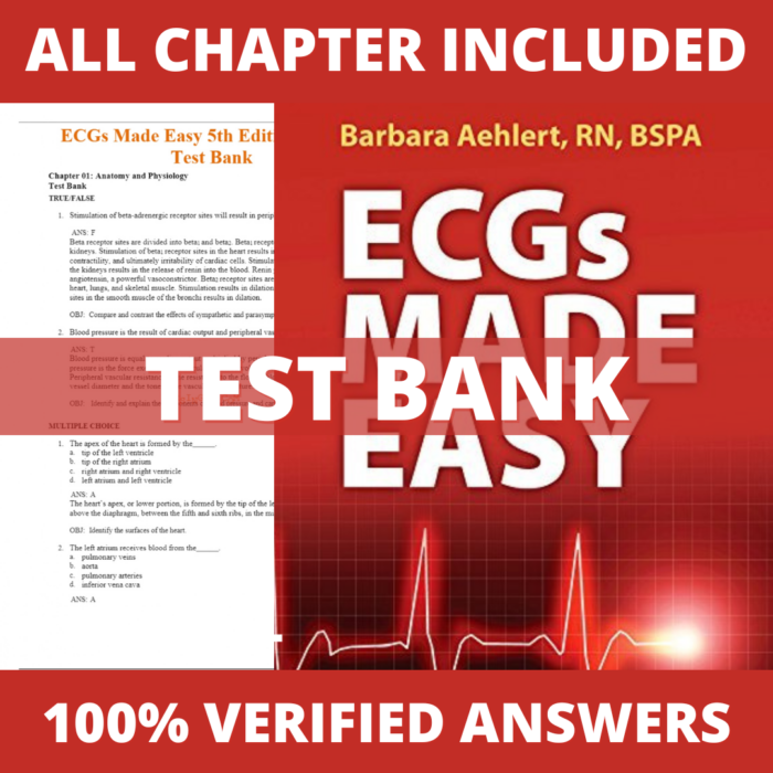 Test Bank for ECGs Made Easy 5th Edition (Barbara Aehlert, 2013)