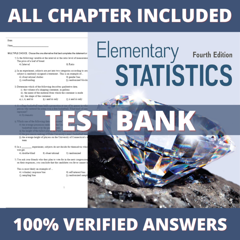 Test Bank for Elementary Statistics 4th Edition (Navidi, 2021)