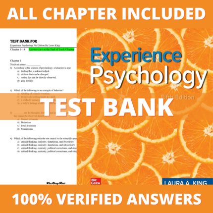 Test Bank for Experience Psychology 5th Edition (King, 2022)