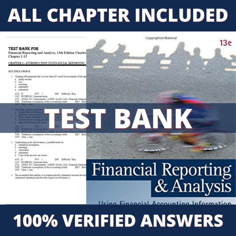 Test Bank for Financial Reporting and Analysis 13th Edition (Gibson, 2013)