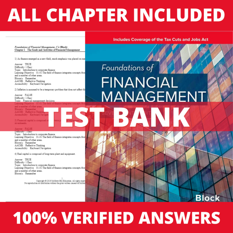 Test Bank for Foundations of Financial Management 17th Edition (Block, 2018)