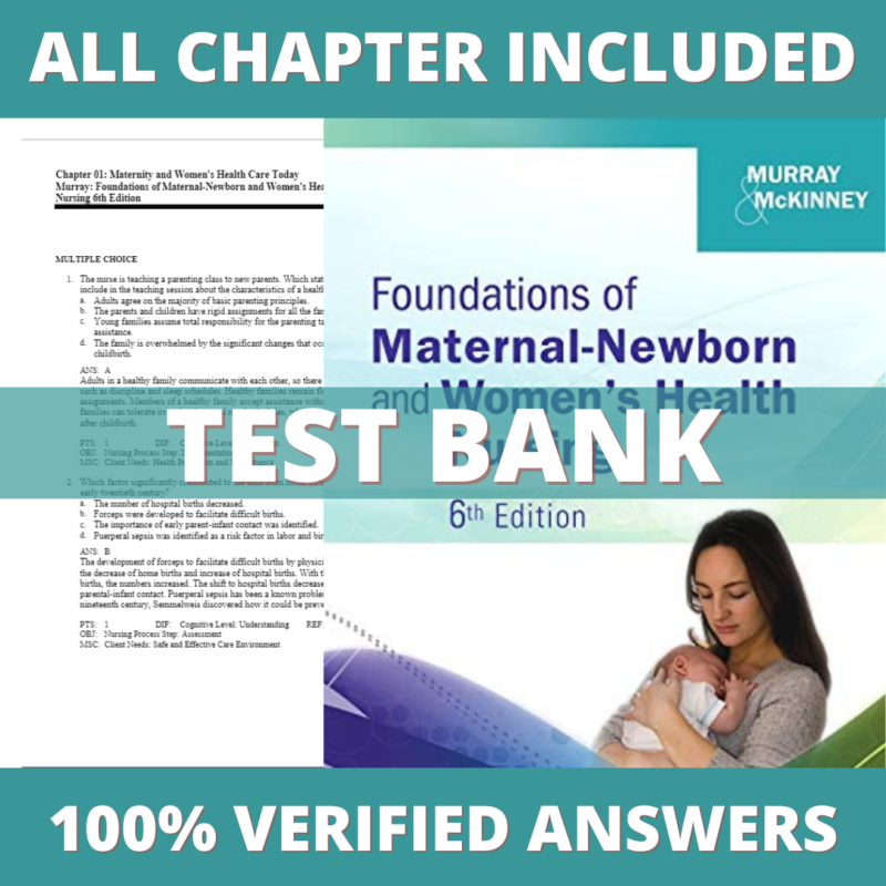 Test Bank for Foundations of Maternal-Newborn and Women's Health Nursing 6th Edition (Murray, 2013)