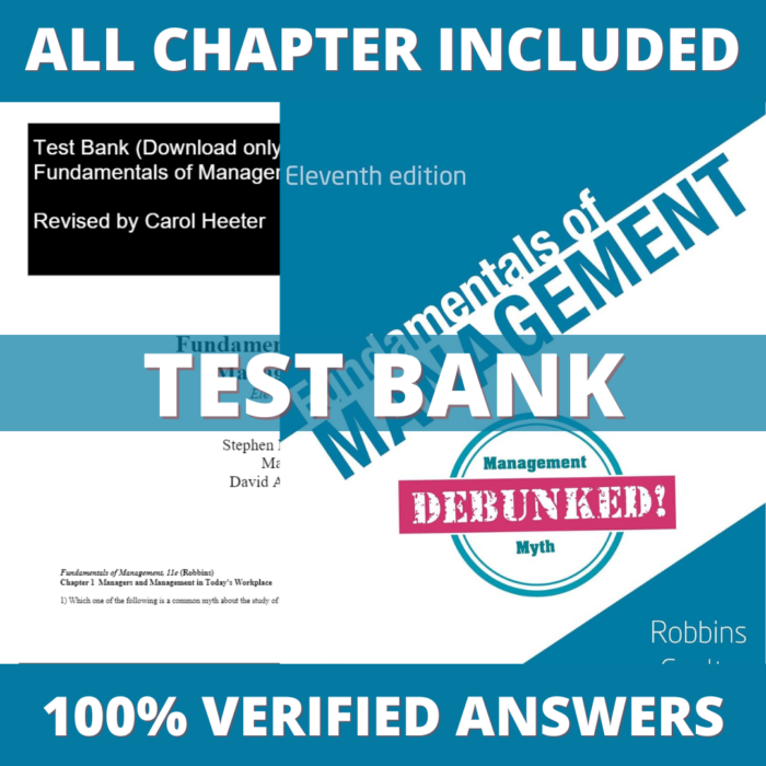 Test Bank for Fundamentals of Management 11th Edition (Robbins, 2020)