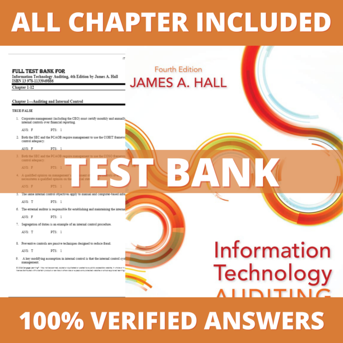 Test Bank for Information Technology Auditing 4th Edition (Hall, 2016)