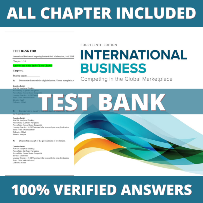 Test Bank for International Business Competing in the Global Marketplace, 14th Edition (Hill, 2022)