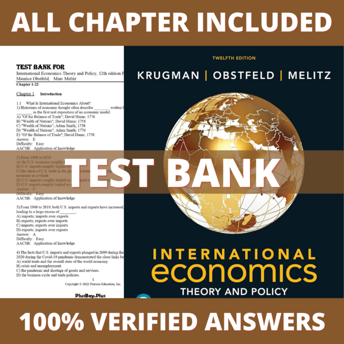 Test Bank for International Economics: Theory and Policy, 12th Edition (Krugman, 2021)