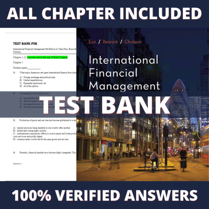 Test Bank for International Financial Management 9th Edition (Cheol Eun, 2020)