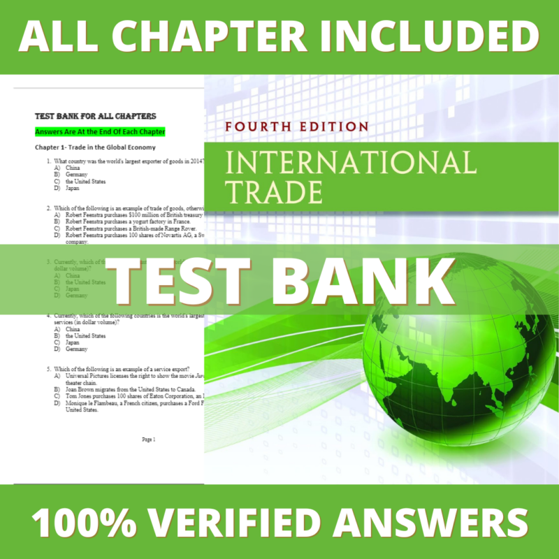 Test Bank for International Trade 4th Edition (Feenstra, 2016)