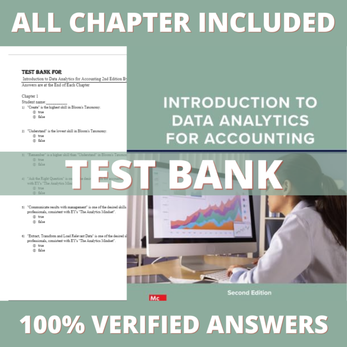 Test Bank for Introduction to Data Analytics for Accounting 2nd Edition (Richardson, 2024)