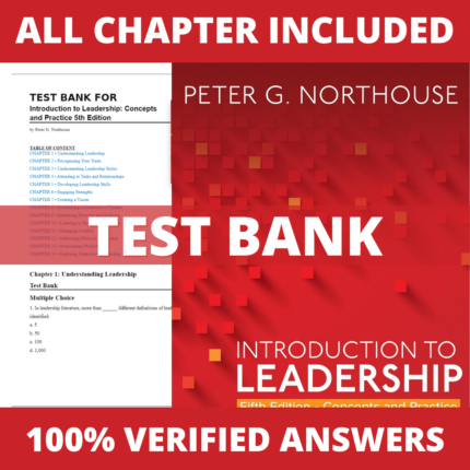 Test Bank for Introduction to Leadership Concepts and Practice 5th Edition (Northouse, 2020)