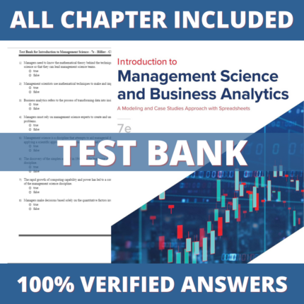 Test Bank for Introduction to Management Science and Business Analytics 7th Edition (Hillier, 2022)