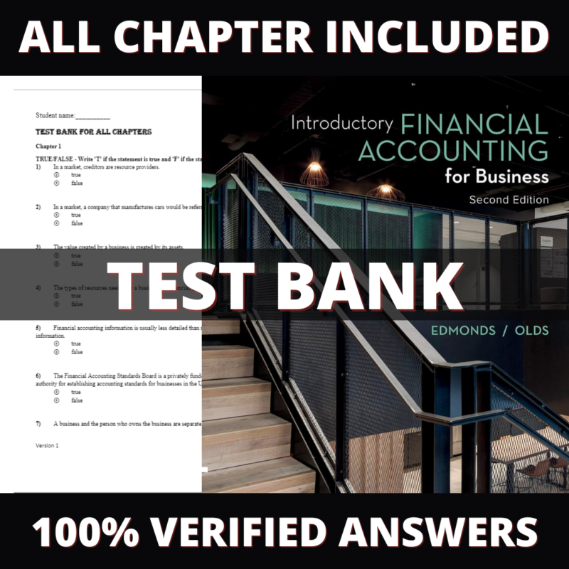 Test Bank for Introductory Financial Accounting for Business ISE 2nd Edition (Edmonds, 2021)