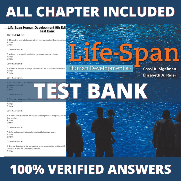 Test Bank for Life-Span Human Development 9th Edition (Sigelman, 2017)