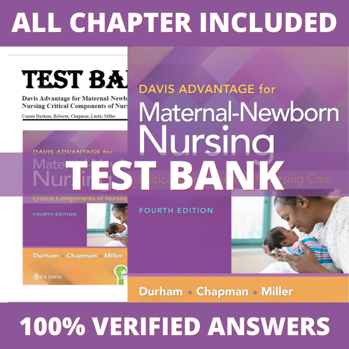 Test Bank for Maternal-Newborn Nursing The Critical Components of Nursing Care, 4th Edition (Durham, 2023)