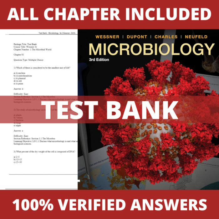 Test Bank for Microbiology, 3rd Edition (Wessner, 2020)