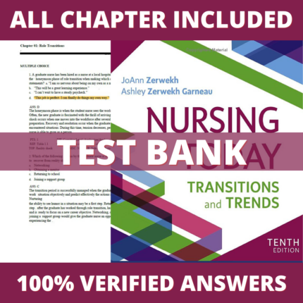 Test Bank for Nursing Today Transition and Trends, 10th Edition (Zerwekh, 2021)