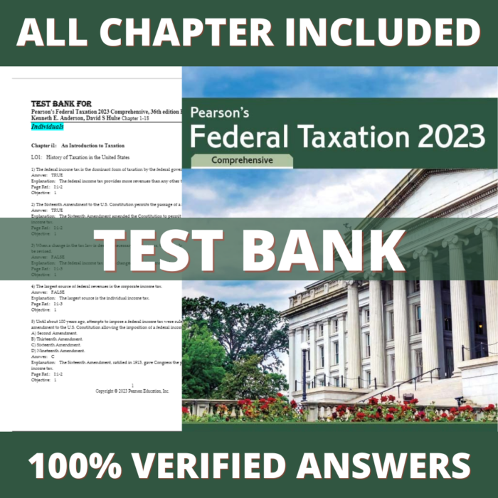 Test Bank for Pearson's Federal Taxation 2023 Comprehensive, Individuals 36th Edition (Rupert, 2022)