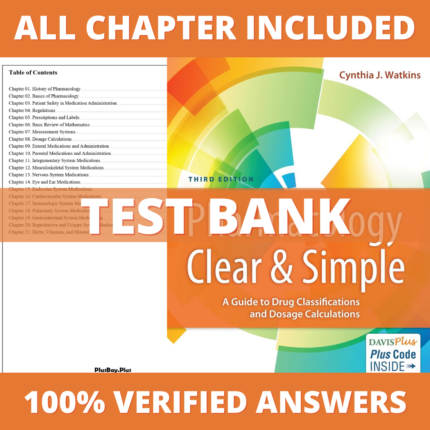 Test Bank for Pharmacology Clear and Test Bank for A Guide to Drug Classifications and Dosage Calculations 4th Edition (Watkins, 2022)