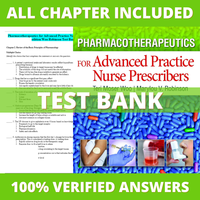 Test Bank for Pharmacotherapeutics For Advanced Practice Nurse Prescribers 4th Edition (Moser Woo, 2015)