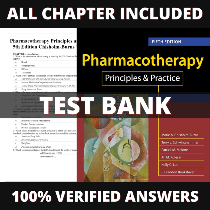 Test Bank for Pharmacotherapy Principles and Practice 5th Editionn (Chisholm-Burns, 2019)