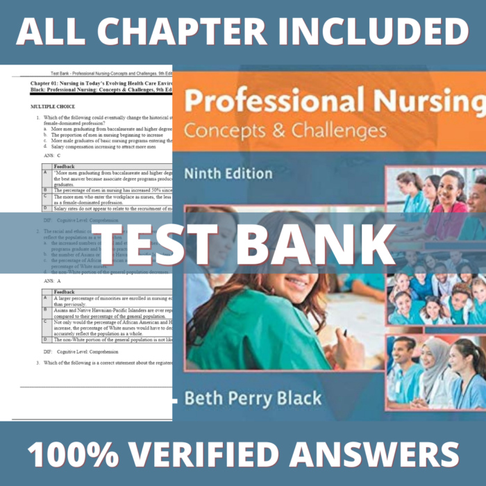 Test Bank for Professional Nursing-Concepts and Challenges, 9th Edition (Black, 2020)