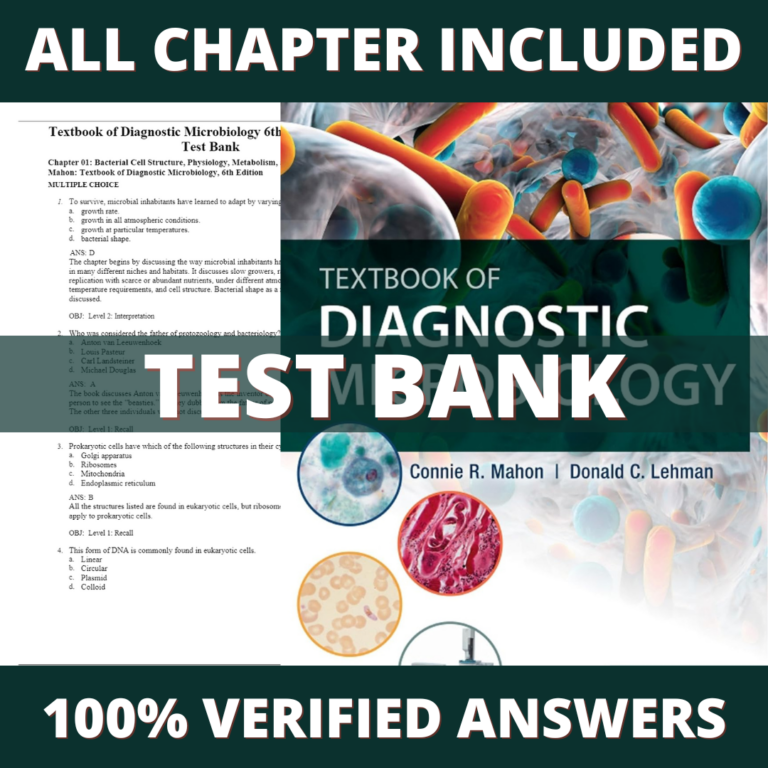 Test Bank for Textbook of Diagnostic Microbiology 6th Edition (Mahon, 2019)