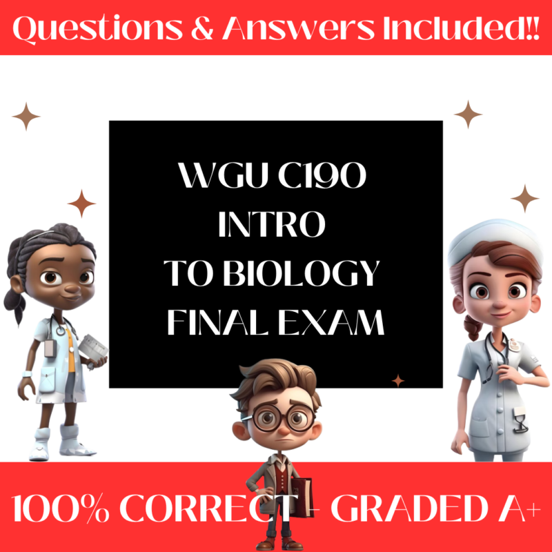 WGU C190 Intro To Biology Pre Assessment Exam