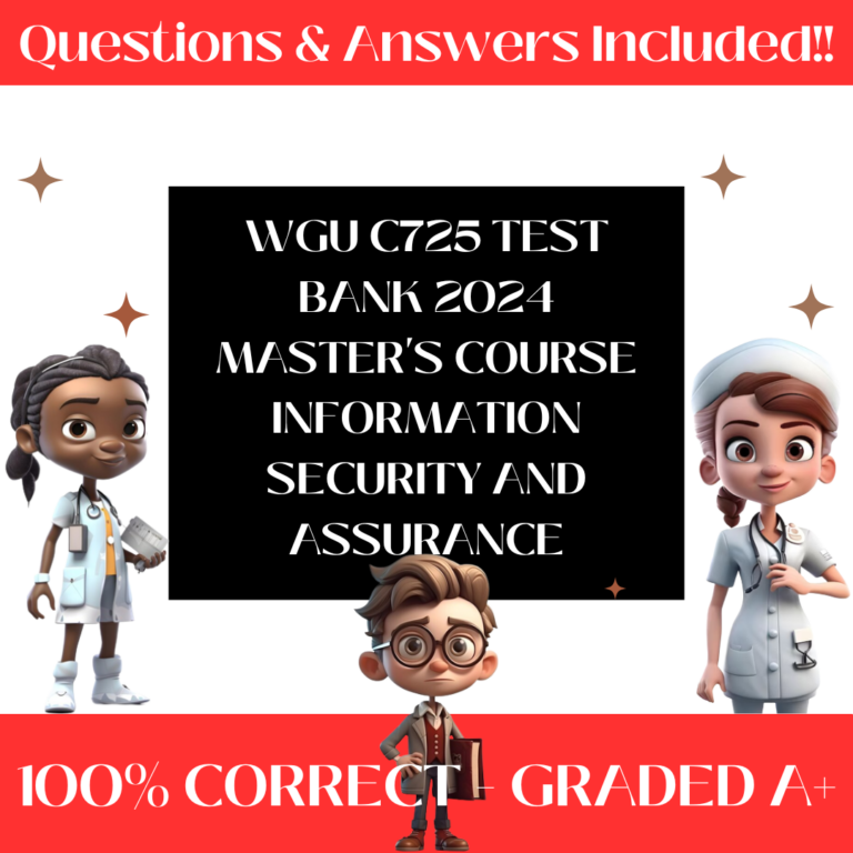 WGU C725 Test Bank Master's Course Information Security and Assurance Exam