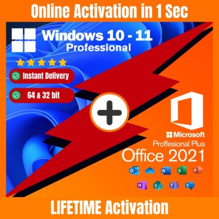 Windows 11 Pro + Microsoft Office Professional Plus 2021 Retail Online Lifetime License Product key MS