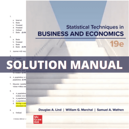 Solution Manual - Statistical Techniques in Business and Economics, 19th Edition (Lind, 2023)