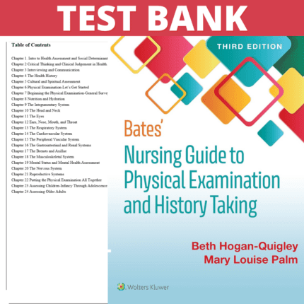 Test Bank for Bates' Nursing Guide to Physical Examination and History Taking 3rd Edition (Hogan-Quigley, 2022)