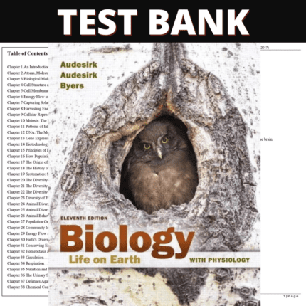 Test Bank - Biology Life on Earth with Physiology, 11th Edition (Audesirk, 2017)