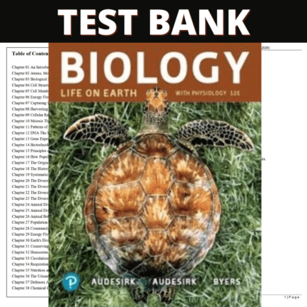 Test Bank Biology Life on Earth with Physiology, 12th Edition (Audesi4