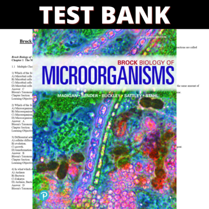 Test Bank Brock Biology of Microorganisms 16th Edition (Madigan, 2021)