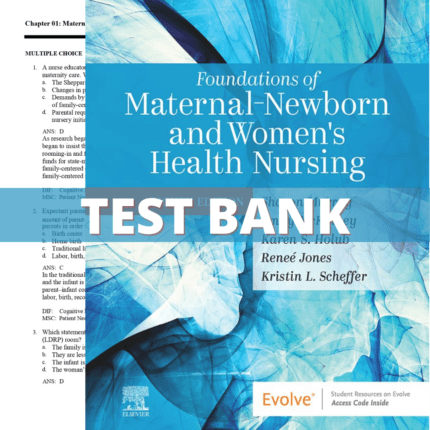 Test Bank Foundations of Maternal-Newborn and Women's Health Nursing 8th Edition (Murray, 2023)