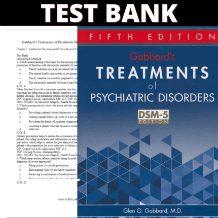 Test Bank Gabbard's Treatments of Psychiatric Disorders 5th Edition ( Gabbard, 2014)