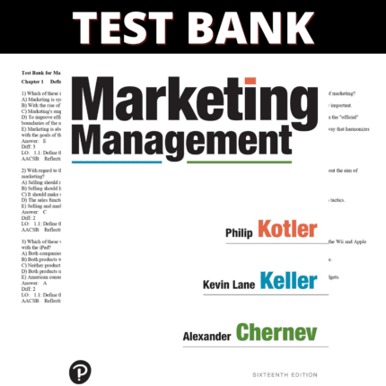 Test Bank Marketing Management, 16th Edition (Kotler, 2022)