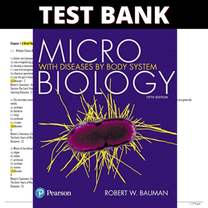 Test Bank Microbiology with Diseases by Body System, 5th Edition (Bauman, 2017)