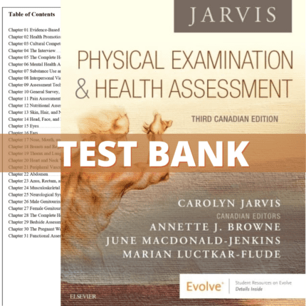 Test Bank - Physical Examination and Health Assessment, 3rd Canadian Edition (Jarvis, 2019)