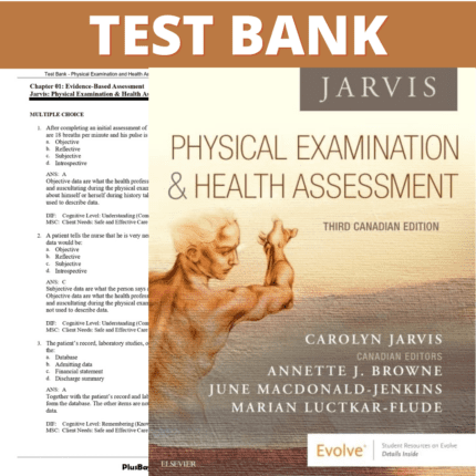 Test Bank for Physical Examination and Health Assessment, 3rd Canadian Edition (Jarvis, 2019)