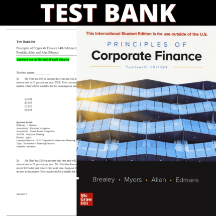 Test Bank Principles of Corporate Finance 14th Edition (Whitman, 2022)