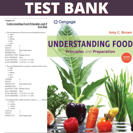 Test Bank for Understanding Food Principles and Preparation 6th Edition (Brown, 2022)